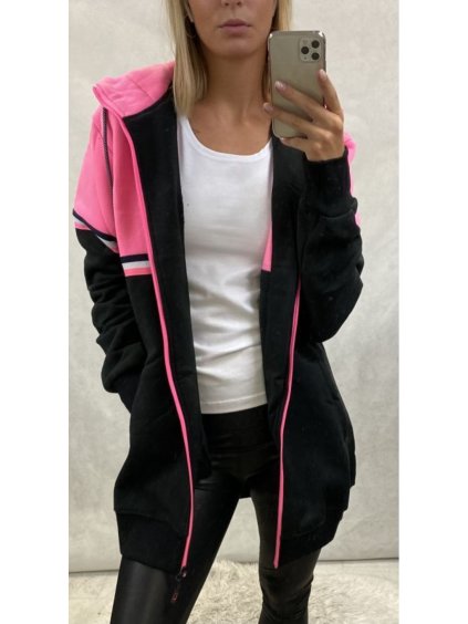Mikina teplá na zip s kapucí dámská  (S-3XL) TURECKÁ MÓDA TMM2007/DR (Velikost XS, Barva Černá)