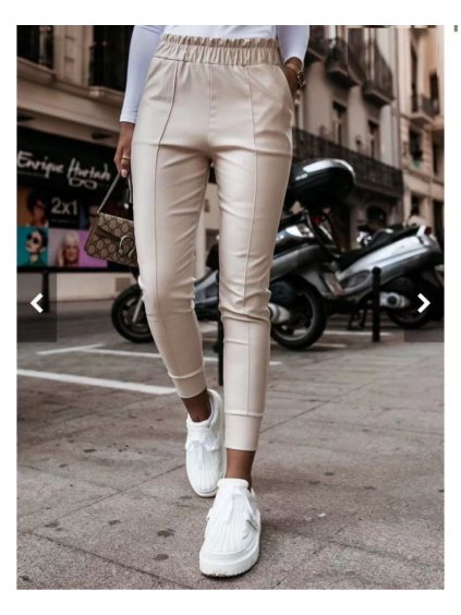 Kalhoty elegantní dlouhé koženkové dámské (S-XL) ITALSKÁ MÓDA IMWD21688/DR (Velikost XL, Barva Černá)