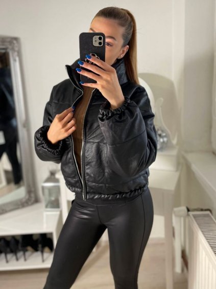 Bunda prošívaná podzimní koženková dámská (S/M ONE SIZE) ITALSKÁ MÓDA IMM21366/DR (Velikost S/M/L, Barva růžová)