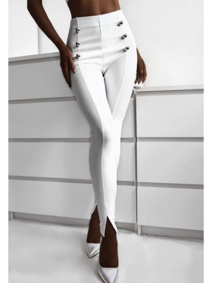 Kalhoty elegantní dlouhé dámské (S-XL) ITALSKÁ MÓDA IMWD211054/DR (Velikost S, Barva bílá)