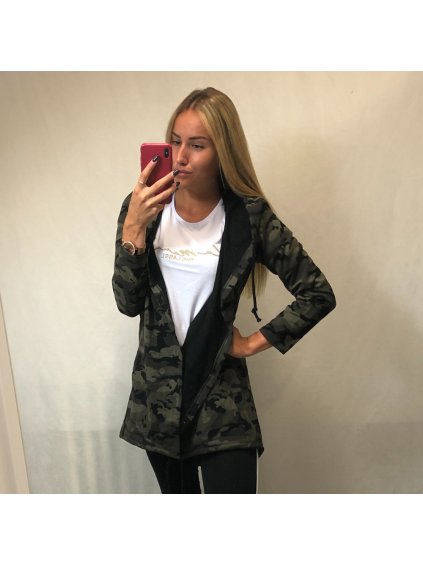 Cardigan s kapucí dámský maskač (S/M one size) ITALSKá MóDA MIE007 IM518003/DR