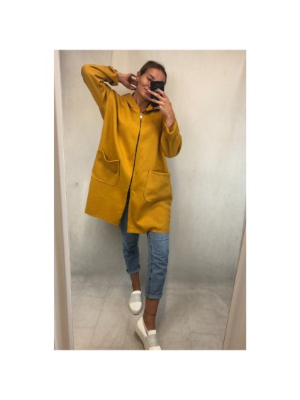 Kabát na zip dlouhý rukáv flauš s kapucí dámská nadrozměr (2XL/3XL ONE SIZE) ITALSKÁ MÓDA IM4212548/DR (Velikost 2XL/3XL, Barva Černá)