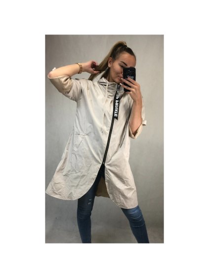 Bunda/Kabát dlouhý rukáv dámská (L/XL ONE SIZE) ITALSKÁ MODA IM4211311/DR (Velikost S/M/L, Barva béžová)