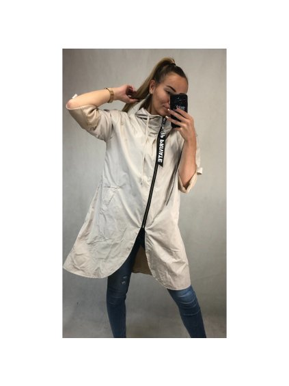 Bunda/Kabát dlouhý rukáv dámská (L/XL ONE SIZE) ITALSKÁ MODA IM4211311/DR (Velikost S/M/L, Barva béžová)