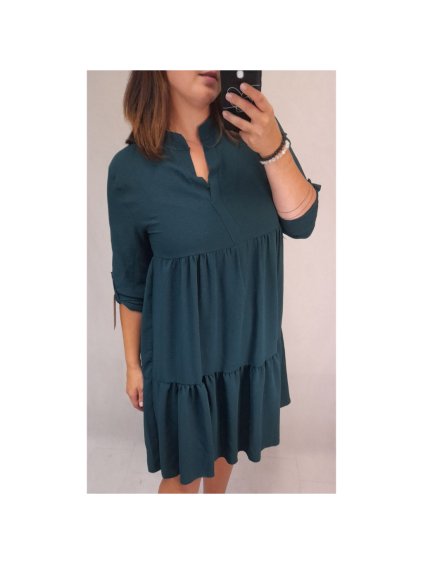 Šaty košilové dlouhý rukáv dámské (M/L ONE SIZE) ITALSKÁ MÓDA IM321524/dr (Velikost M/L, Barva Černá)