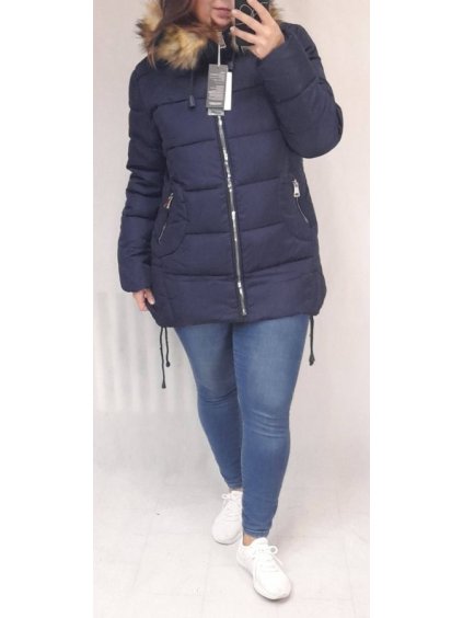 Bunda/Kabát zimní dámská nadrozměr (3XL-7XL) POLSKÁ MÓDA MTN21759BL/DR (Velikost 3XL, Barva modrá)
