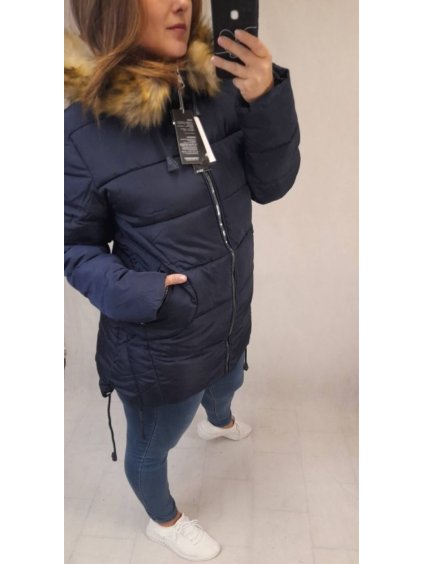 Bunda/Kabát zimní dámská nadrozměr (3XL-7XL) POLSKÁ MÓDA MTN21759BL/DR (Velikost 3XL, Barva modrá)