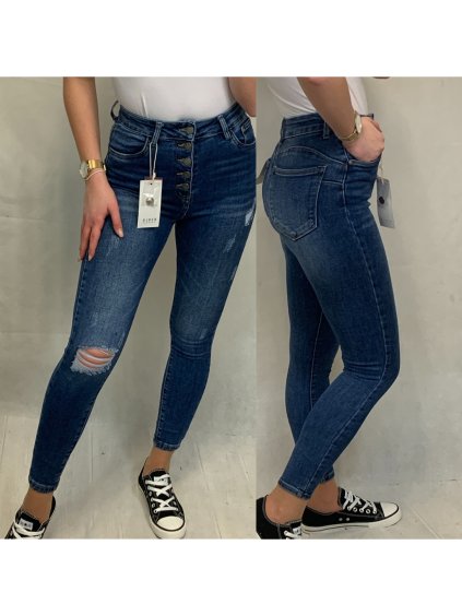 Kalhoty rifle jeans dlouhé push up dámské (XS-XL) M.SARA MA620S3977G-2/DR (Velikost S, Barva modrá)