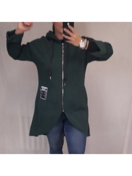 Mikina teplá prodloužená s kapucí dlouhý rukáv dámská (M/XL ONE SIZE) ITALSKÁ MÓDA IMC21821312/DR
