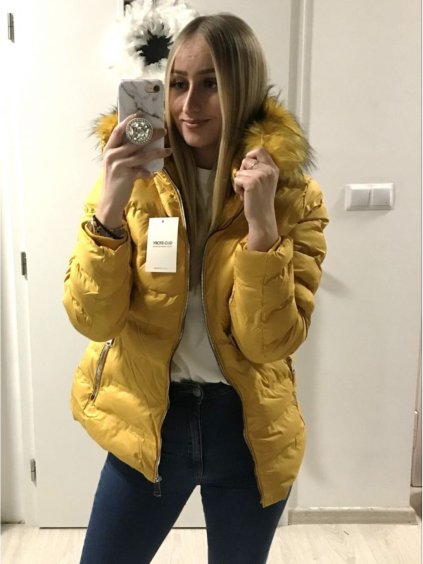 Bunda zimní s kapucí dámská (S-2XL) GLO-STORY GLO21WMA-2583Y (Velikost S, Barva žlutá)