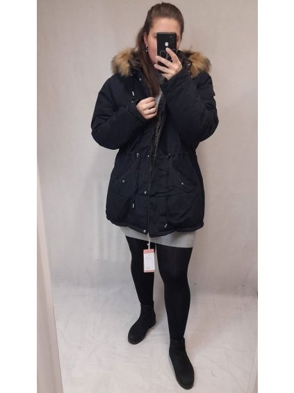 Kabát parka zimní dámská nadrozměr (3XL-7XL) POLSKÁ MÓDA MTN21MHM-W557BIG (Velikost 4XL, Barva Černá)