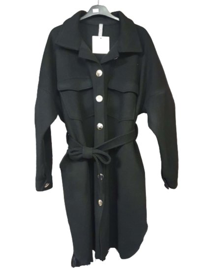 Kabát flaušový dlouhý rukáv dámský (M/L onesize) ITALSKÁ MÓDA IMWE21AURUM/DR