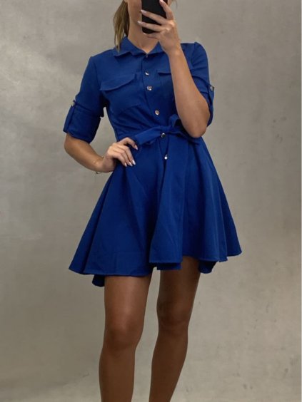Šaty elegantní košilové 3/4 dlouhý rukáv dámské (UNI S/M) ITALSKÁ MÓDA IMM20817/DR (Velikost S/M/L, Barva tmavě béžová)