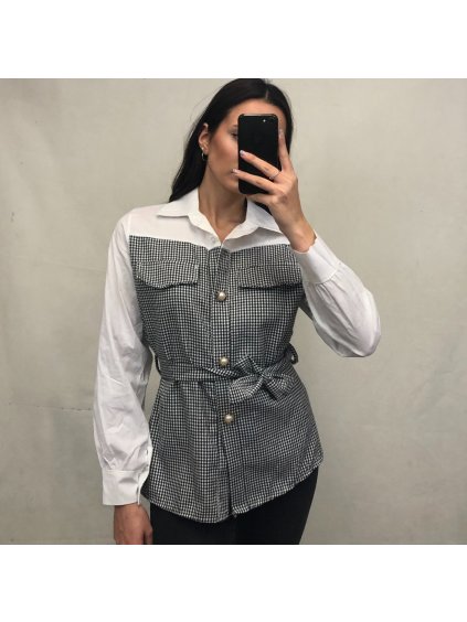 Košile dlouhý rukáv dámská (S/M ONE SIZE) ITALSKÁ MÓDA IMM21282/DR (Velikost S/M/L, Barva Černá)