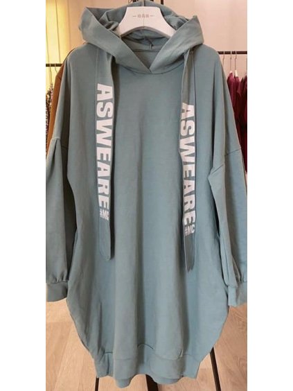 Šaty mikinové dlouhý rukáv dámské (UNI S/M) ITALSKÁ MÓDA IMM20812/DR (Velikost S/M/L, Barva bílá)
