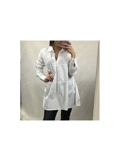 košile prodloužená dlouhý rukáv dámské (S/M ONE SIZE) ITALSKÁ MÓDA IMM200001/DR (Velikost S/M/L, Barva bílá)