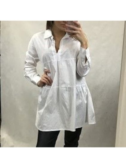 košile prodloužená dlouhý rukáv dámské (S/M ONE SIZE) ITALSKÁ MÓDA IMM200001/DR (Velikost S/M/L, Barva bílá)