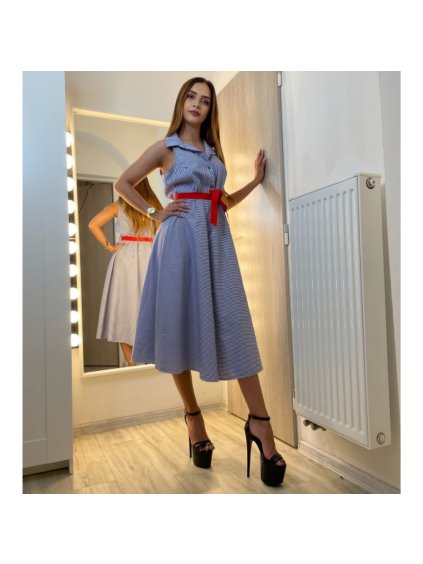 Šaty plátěné bez rukávu dlouhé dámské (uni s/m) ITALSKá MóDA IMM20BR8444R/DR