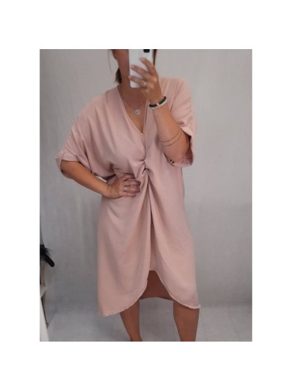 Šaty dlouhý rukáv dámské oversize (XL/4XL ONE SIZE) ITALSKÁ MÓDA IMM21102/DR (Velikost XL-4XL, Barva zelená)