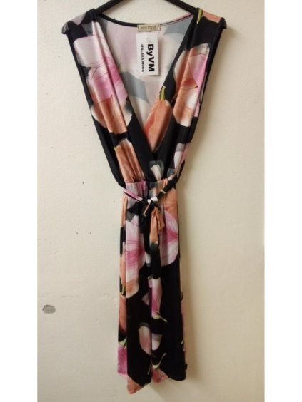 Šaty letní icecool bez rukávů dámské (S/M ONE SIZE) ITALSKÁ MÓDA IMM21707 (Velikost S/M/L, Barva hnědá leopard)