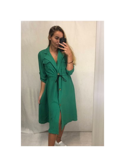 Šaty elegantní košilové 3/4 dlouhý rukáv dámské (UNI S/M) ITALSKÁ MÓDA IMM21903/DR (Velikost S/M/L, Barva Černá)