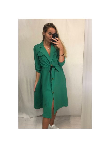 Šaty elegantní košilové 3/4 dlouhý rukáv dámské (UNI S/M) ITALSKÁ MÓDA IMM21903/DR (Velikost S/M/L, Barva Černá)