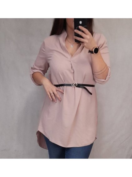 Šaty elegantní s páskem douhý rukáv (L/XL ONE SIZE) ITALSKá MODA IMM21u3297 (Velikost S/M/L, Barva Černá)