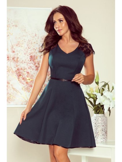 254-1 SILVIA Šaty s krajkovými vložkami - zelená
 NMC-254-1 (Velikost S, Barva _barva viz foto)