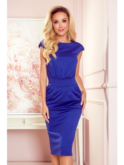 144-10 Dress midi SARA - blue (Velikost XS, Barva _barva viz foto)