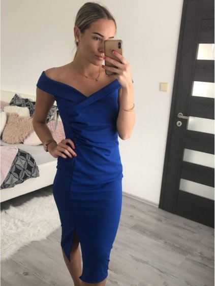 Šaty elegantní společenské na ramínka dámské(uni s/m) ITALSKÁ MÓDA IM319904 (Barva červená)