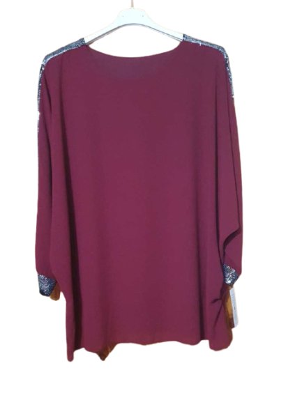 Tunika/halenka dlouhý rukáv dámská nadrozměr  (3XL/4XL ONE SIZE) ITALSKÁ MÓDA IMWQ21223 (Velikost 3XL/4XL, Barva Černá)