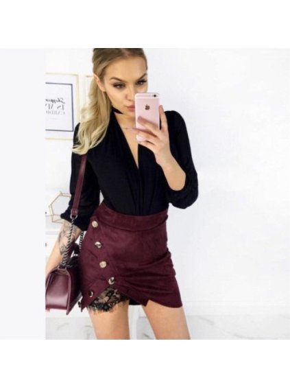 Sukňa krátka dámska (s-xl) AFASHION AF18001 (Velikost XL, Barva hnědá)
