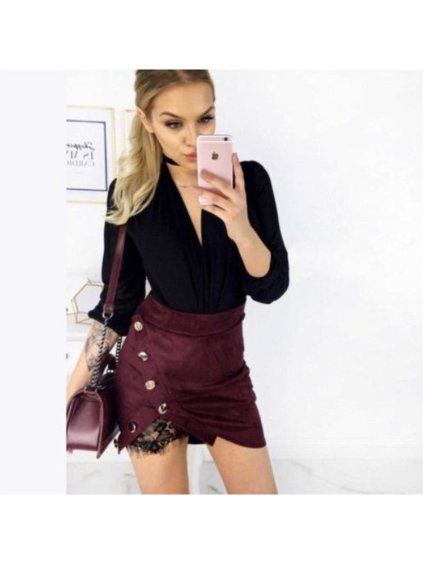 Sukňa krátka dámska (s-xl) AFASHION AF18001 (Velikost XL, Barva hnědá)