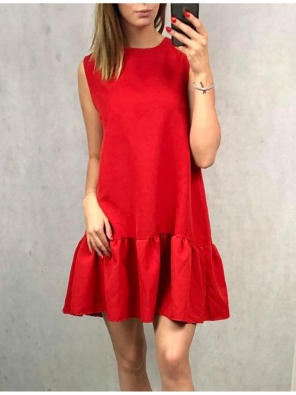 Šaty elegantní společenké dámské (uni s/m) ITALSKá MÓDA IMT19487 (Barva červená)