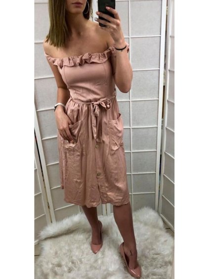 Šaty letní s odhalenými rameny krátké dámské (uni s/m) ITALSKá MODA IM919488 (Barva bílá)