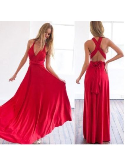 Šaty elegantní vázací dlouhé bez rukávů dámské (s-xl) AFASHION AF19198 (Velikost XL, Barva tmavě béžová)