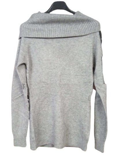 Svetr s goliérem teplý úpletový dlouhý rukáv dámské (S/M/L ONE SIZE) ITALSKá MóDA IM519JM-5813/DR (Velikost S/M/L, Barva šedá)