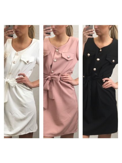 Šaty elegantní krátký rukáv dámské (uni s/m) ITALSKá MODA IM920148/dr (Barva bílá)