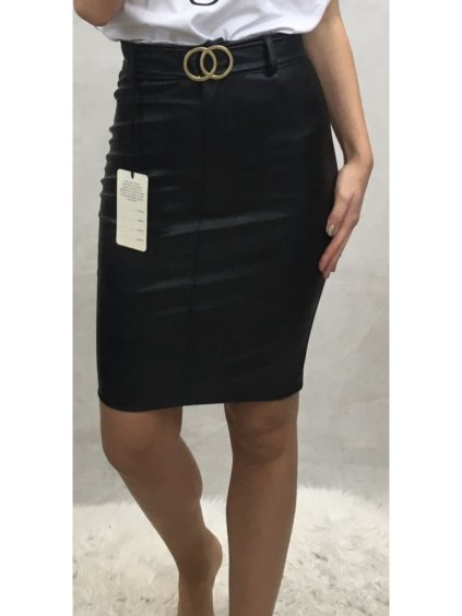 Sukně koženková středně dlouhá dámská (s-xl) ITALSKÁ MÓDA Imw20A-051 (Velikost XL)