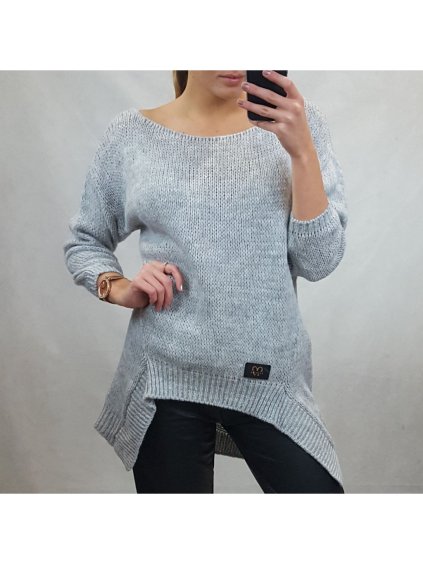 Svetr pletený teplý prodloužený dlouhý rukáv dámský (S/M ONE SIZE) ITALSKÁ MÓDA IMWG20209/DR (Barva tmavě béžová)