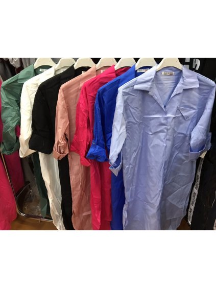Šaty košilové dlouhý rukáv dámské (S/M/L ONE SIZE) ITALSKÁ MÓDA IM421090/DR (Velikost S/M/L, Barva bílá)