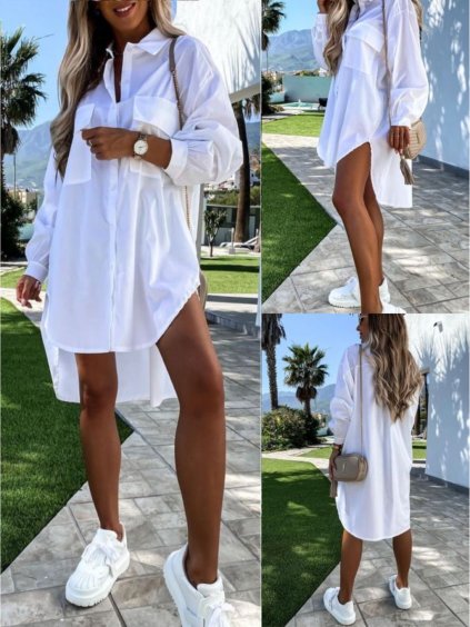 Šaty elegantní košilové dlouhý rukáv dámské (S/L ONE SIZE) ITALSKÁ MÓDA IMWD21531/DR (Velikost S/M/L, Barva Černá)
