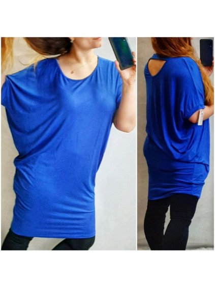 Šaty oversize krátký rukáv dámské (L/XL/2XL/3XL ONE SIZE) ITALSKÁ MÓDA IMD20451/DR (Velikost 2XL/3XL, Barva tmavě modrá)