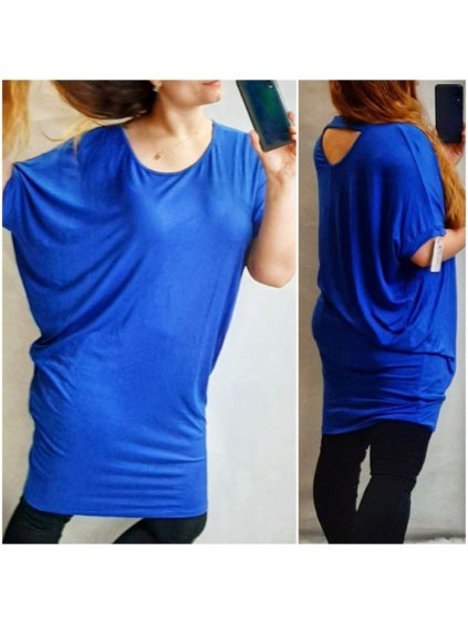 Šaty oversize krátký rukáv dámské (L/XL/2XL/3XL ONE SIZE) ITALSKÁ MÓDA IMD20451/DR (Velikost 2XL/3XL, Barva tmavě modrá)
