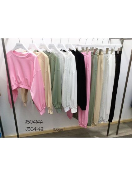 Souprava mikina dlouhý rukáv a tepláky dámská (S/M ONE SIZE) ITALSKÁ MÓDA IMWD21629/DR (Velikost S/M/L, Barva tmavě béžová)