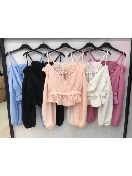 Top tričko elegantní dlouhý rukáv dámský (S/M ONE SIZE) ITALSKÁ MÓDA IMWD211524/DR (Velikost S/M/L, Barva bílá)