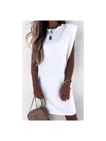 Šaty letní bez rukávů dámské (S/M ONE SIZE) ITALSKÁ MÓDA IMD21482/DR (Velikost S/M/L, Barva bílá)