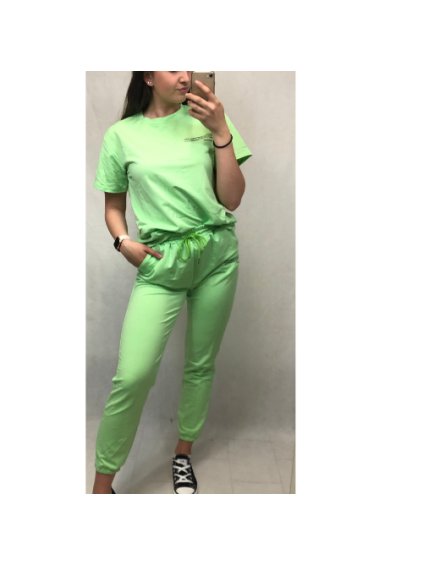 Souprava tričko krátký rukáv a tepláky dámská (S/M-M/L) ITALSKÁ MÓDA IMWD212643/DR (Velikost M/L, Barva béžová)