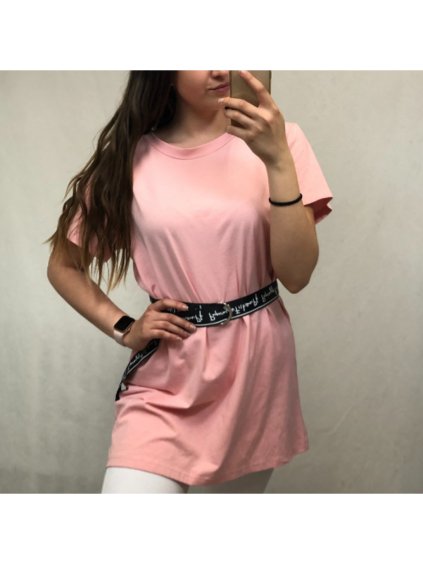 Šaty s páskem krátký rukáv dámské (S/M ONE SIZE) ITALSKÁ MÓDA IMWD2125450/DR (Velikost S/M/L, Barva bílá)