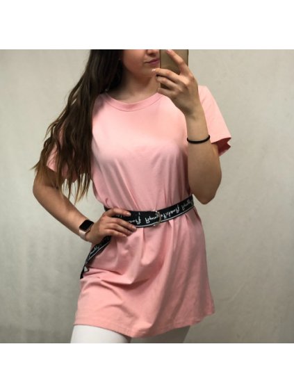 Šaty s páskem krátký rukáv dámské (S/M ONE SIZE) ITALSKÁ MÓDA IMWD2125450/DR (Velikost S/M/L, Barva bílá)